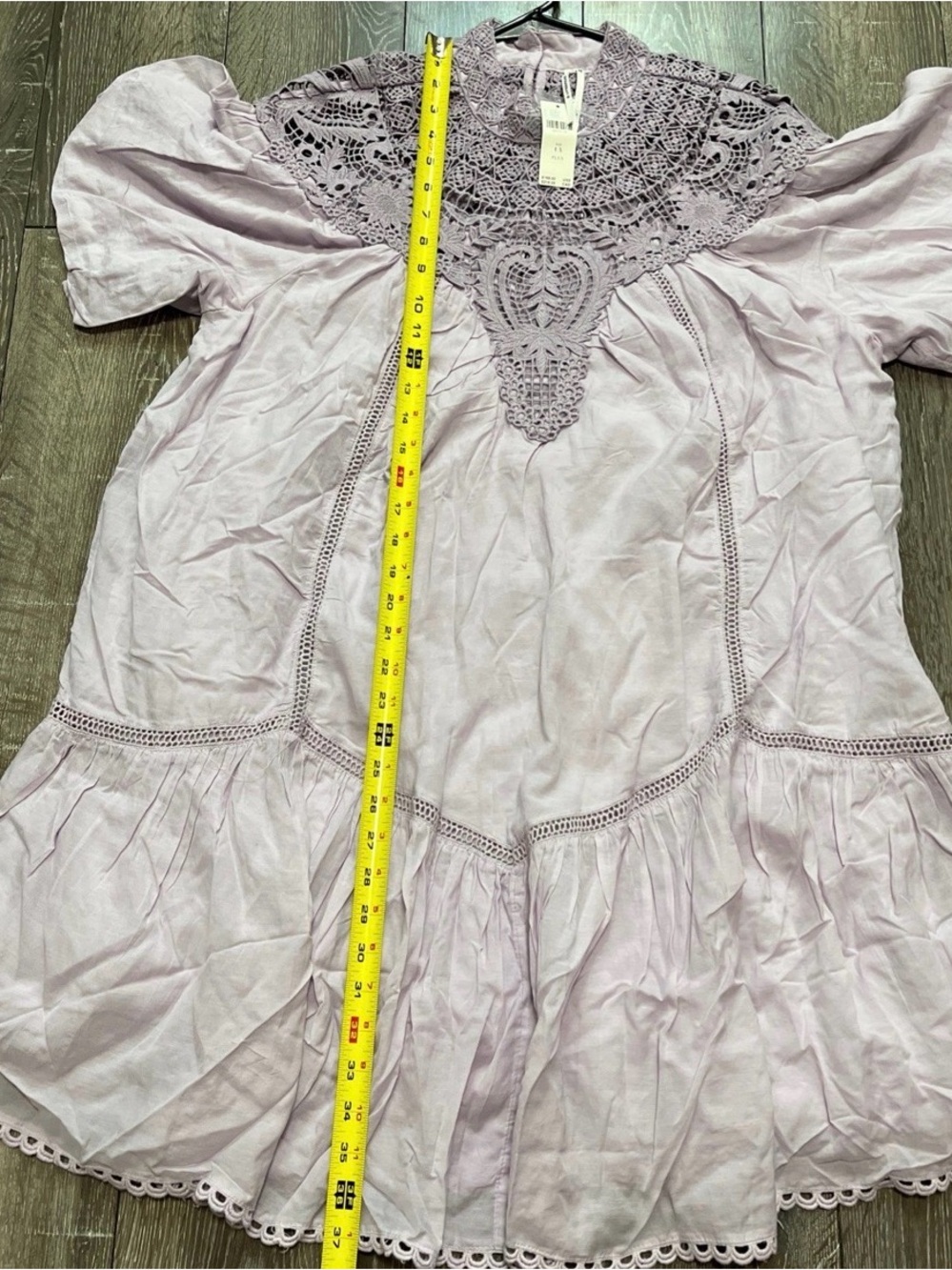 By Anthropologie High-Neck Lace Tunic Mini Dress Lilac Plus Size 1X New - Picture 8 of 9